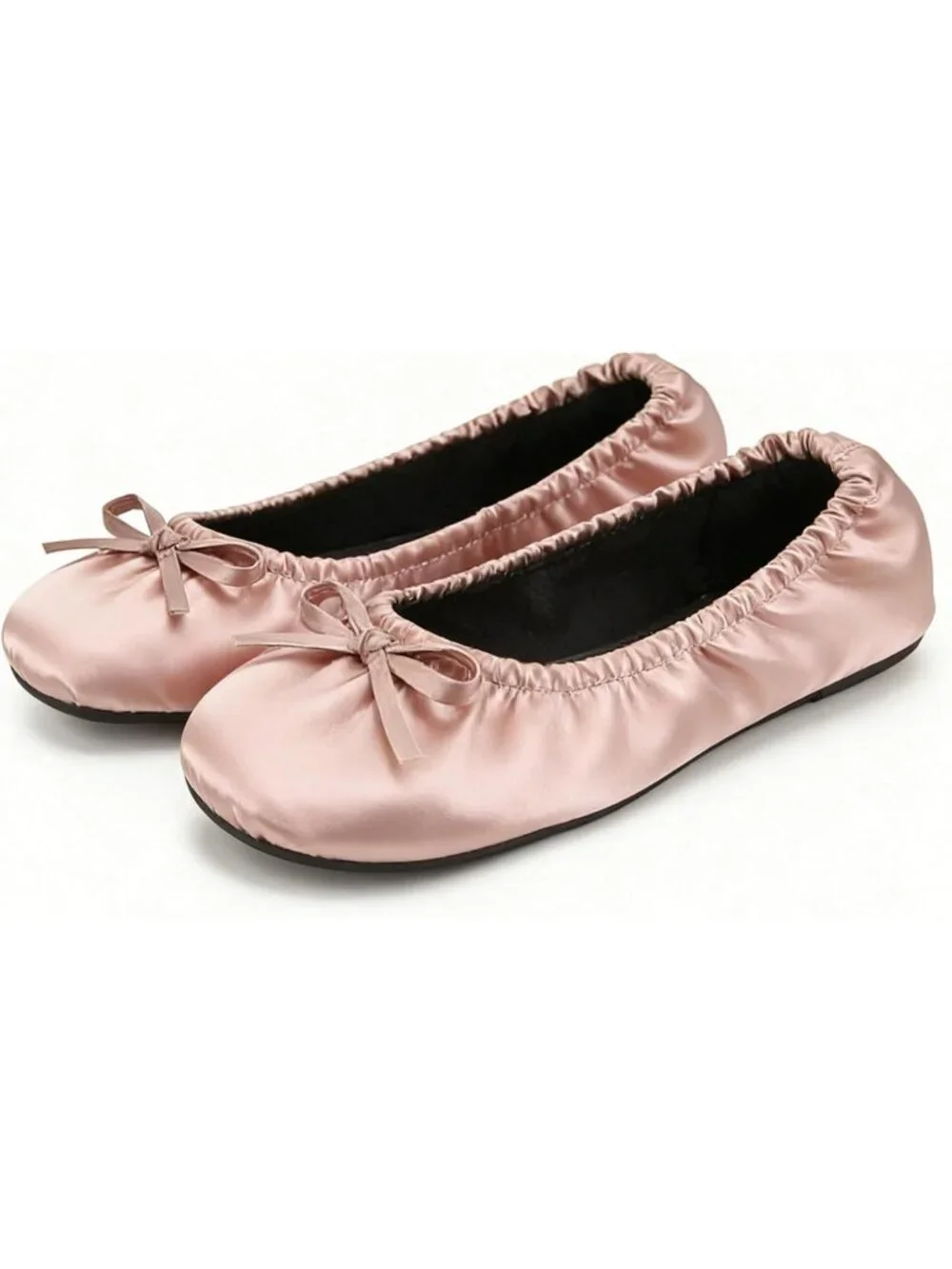 Women's Rose Gold Fit in Your Purse Round Toe Casual Foldable Ballet Flat Shoes